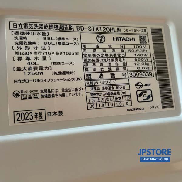 Máy giặt Hitachi BD-STX120HL giặt 12kg sấy 6kg cao cấp