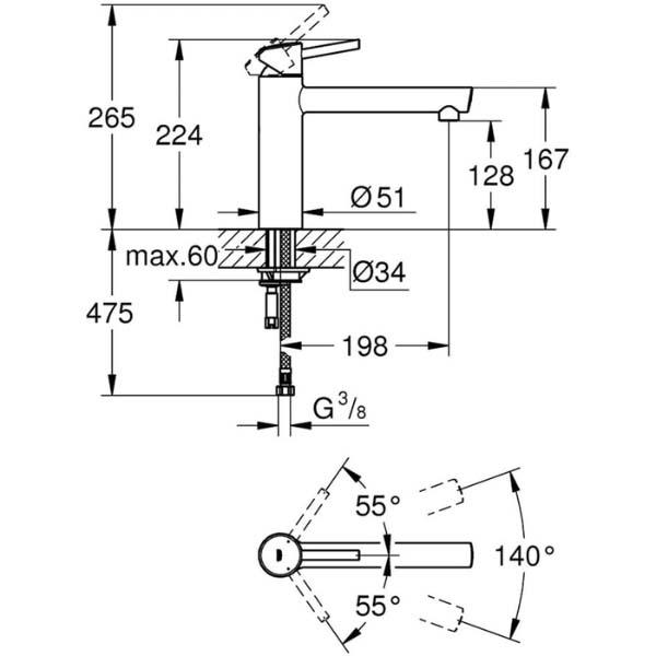 Vòi chậu rửa mặt GROHE Concetto – 31128001